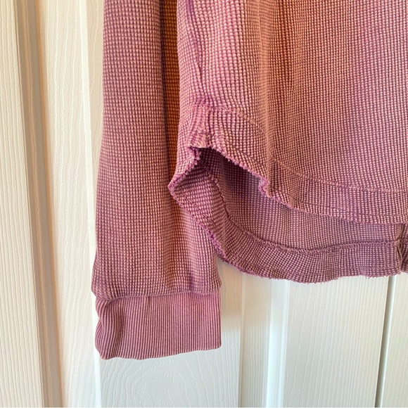 Anthropologie Daily Practice Washed Cranberry Waffle Long Sleeve Shirt, … - Picture 5 of 10
